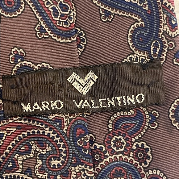 Mario Valentino Brown and Blue Paisley Tie - Picture 5 of 5